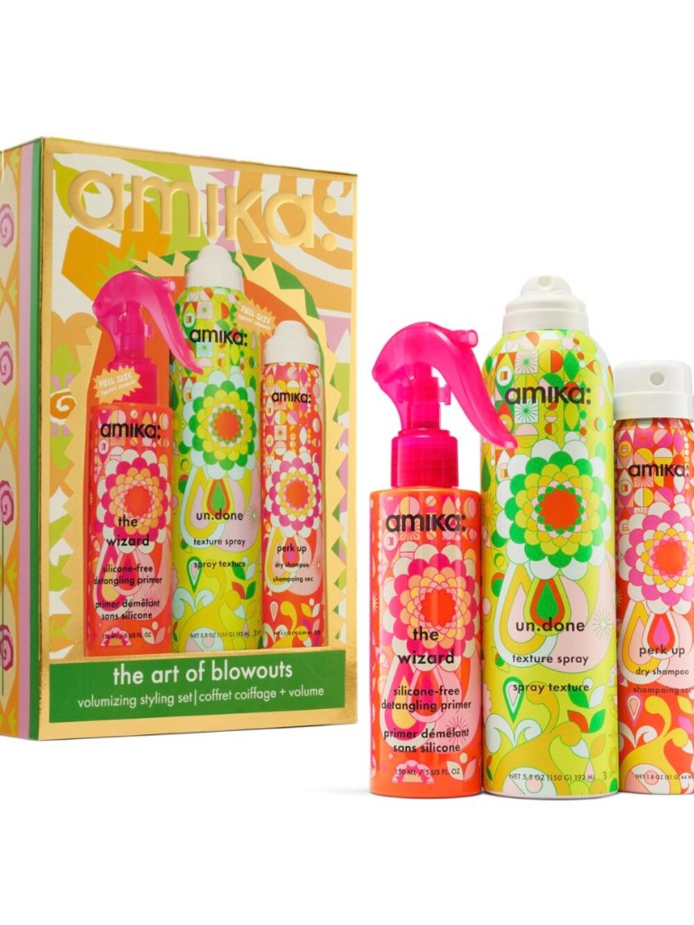 amika The Art of Blowouts 3 Pc Set Wizard un.done Perk Up Dry Shampoo NEW